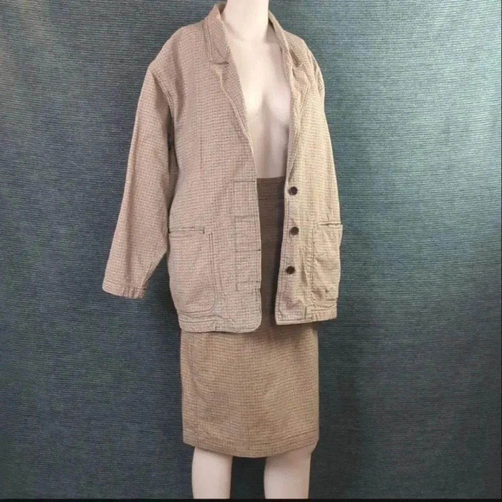 Vintage 80s In-Wear Women's Suit; Skirt & Blazer 100% Cotton - Picture 3 of 16